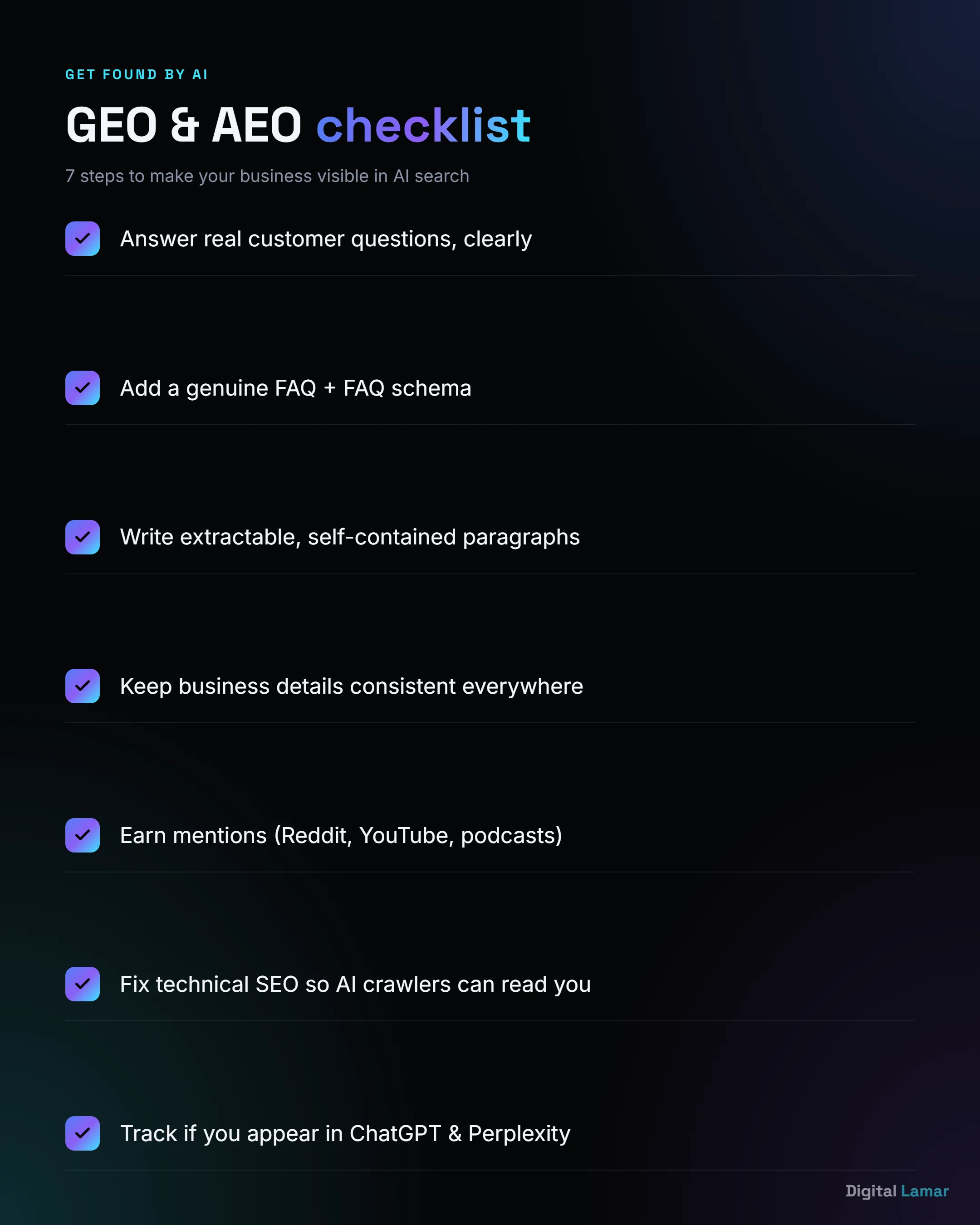 GEO and AEO starter checklist for business owners