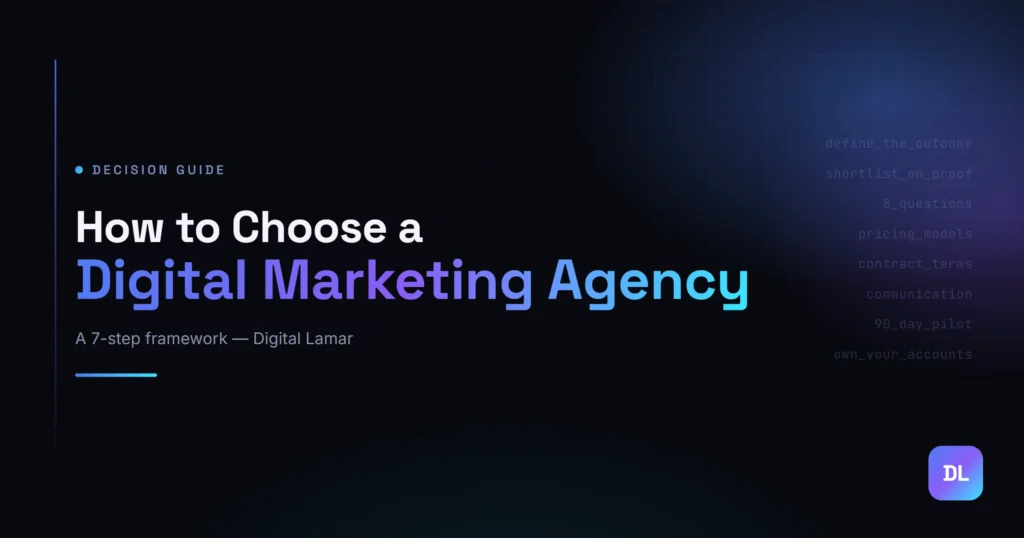 A detailed blog on how to choose a digital marketing agency. A 7 Step Framework