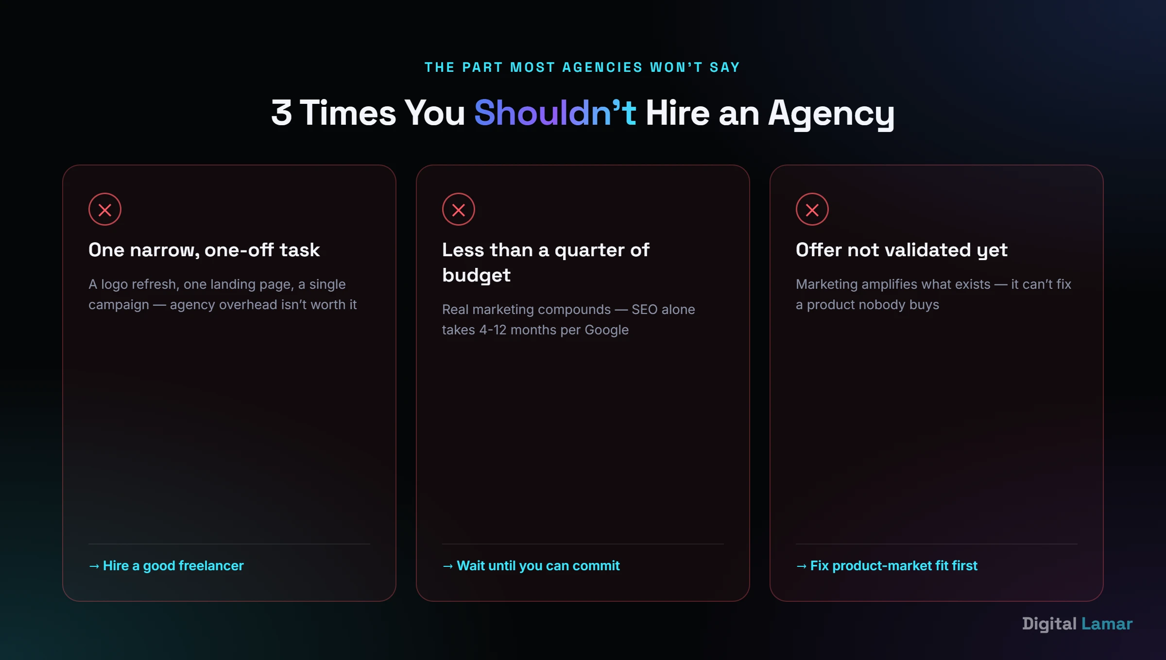 Three situations where hiring a digital marketing agency is the wrong choice